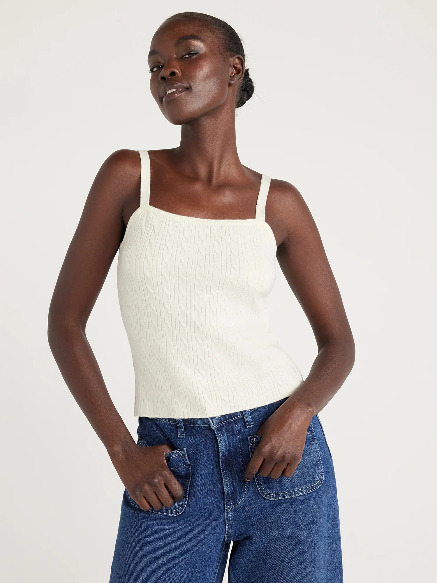 Free Assembly Women’s Cable Knit Cami Sweater, Sizes XS-XXL | Walmart (US)