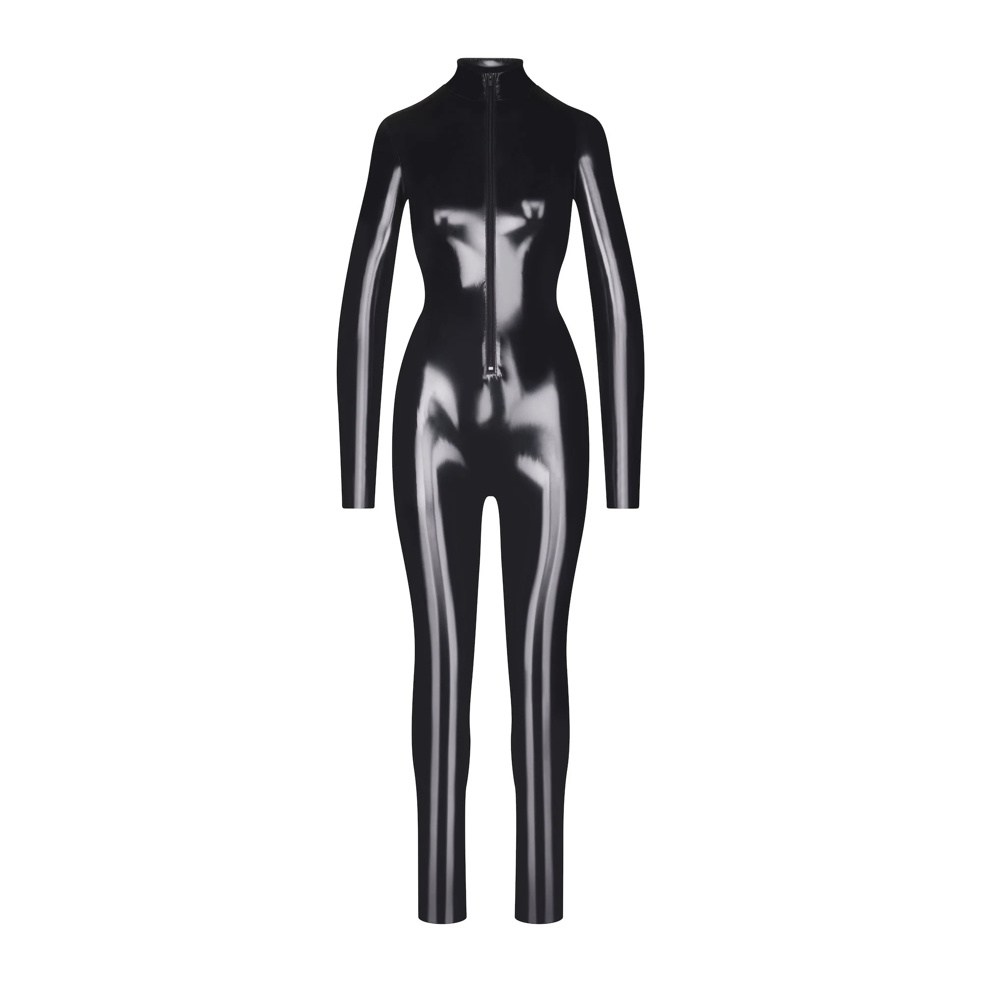STRETCH VINYL ZIP FRONT CATSUIT | ONYX | SKIMS (US)