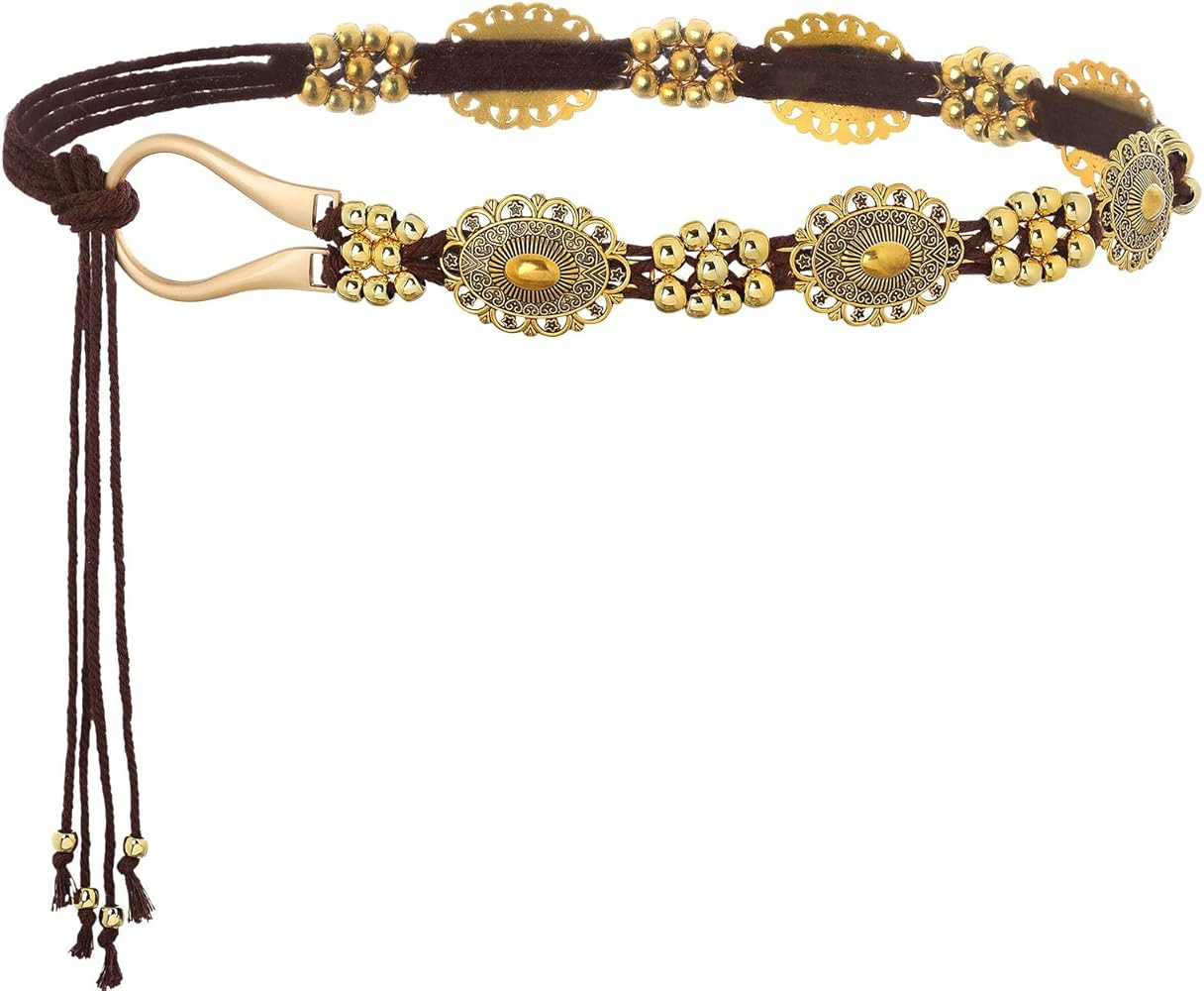 Navoky Western Concho Belt Women Rope Belts Cowgirl Turquoise Boho Waist Belt for Country Concert... | Amazon (US)