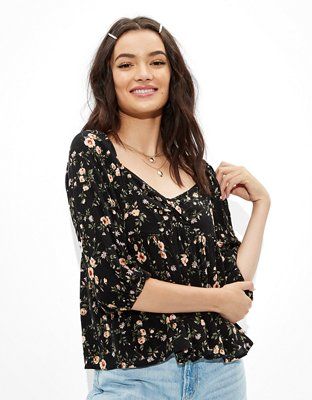 AE Twist Front Blouse | American Eagle Outfitters (US & CA)