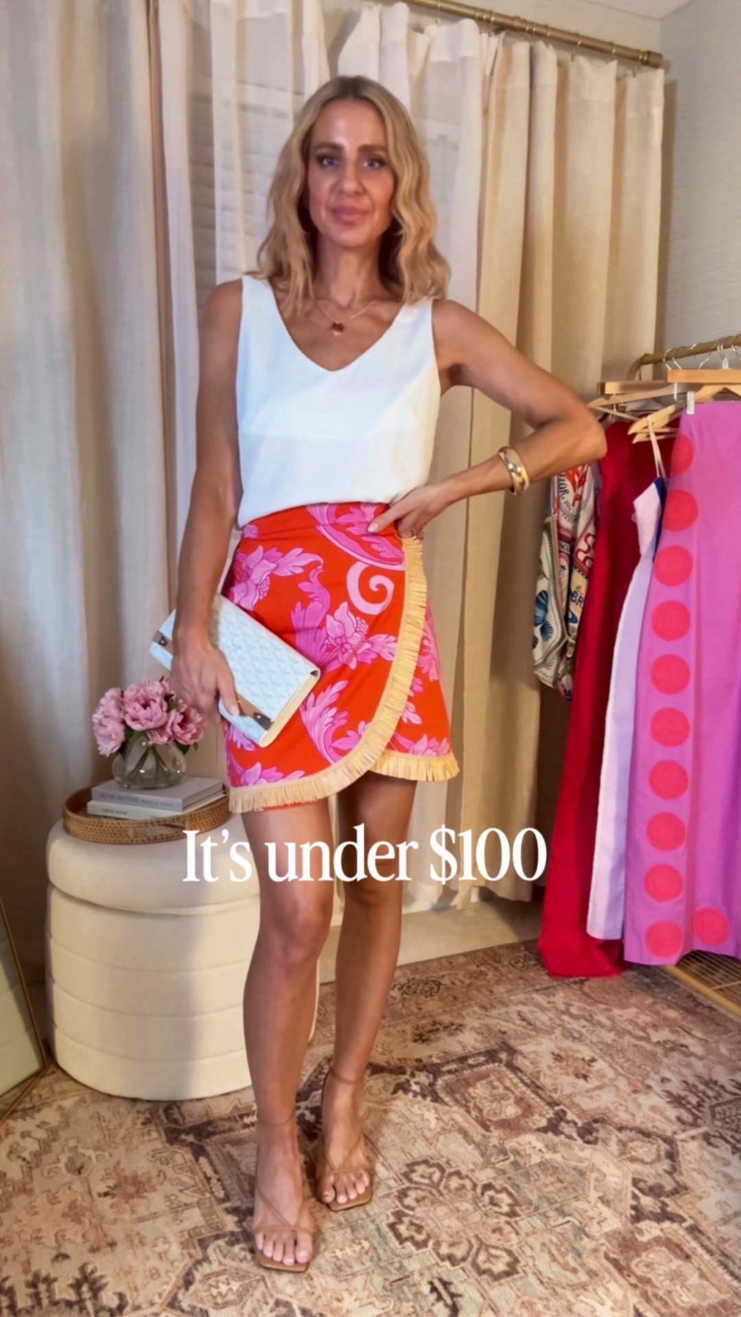 This skirt is under $100 right now. It is on sale and it is such a statement piece. I’m wearing a size small/4  

#LTKU #LTKOver40 #LTKSaleAlert