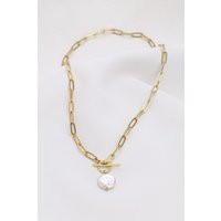 Perla Necklace, Pearl Pedant Jewelry, Front Clasp Evening Link Necklace | Etsy (US)