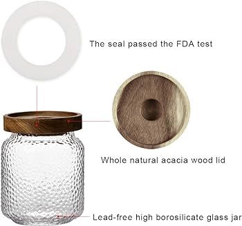 Anti-slip Storage Jar, 3 Pack , with Airtight Wood Lid Glass Kitchen Canisters 12oz, 17oz, 25oz | Amazon (US)