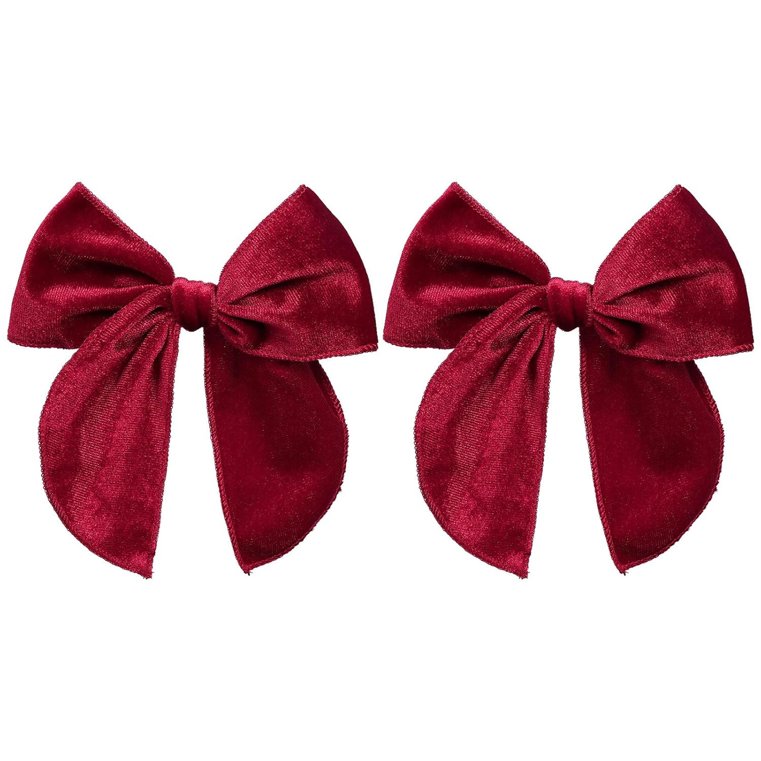 Dark Red Velvet Ribbon Hair Bows 2PCS 5inch Soft Burgundy Velvet Fable Bow Alligator Clips for Toddler Teen School Girls Kids Baby Christmas Ponytail Knot Bows Hair Accessories Gift | Amazon (US)