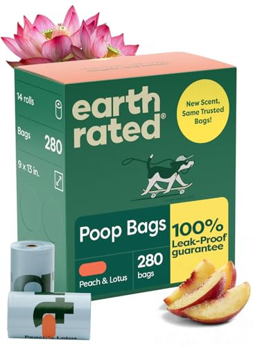 Earth Rated Poop Bags for Dogs, Guaranteed Leak Proof and Extra Thick Waste Bag Refill Rolls, Peach and Lotus, 280 Count | Amazon (US)