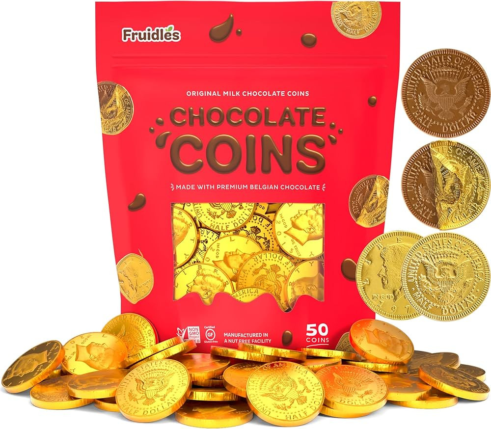 Milk Chocolate Coins, Gold Half Dollar Chocolate Coins, Made with Premium Belgian Chocolate, Nut ... | Amazon (US)