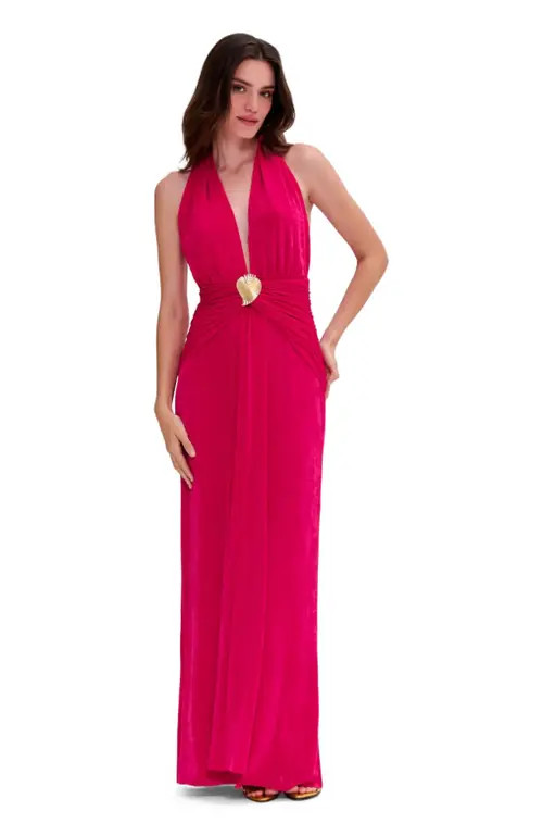 PatBO Radiant Jersey Halterneck Gown in Pink at Nordstrom, Size 10 | Nordstrom