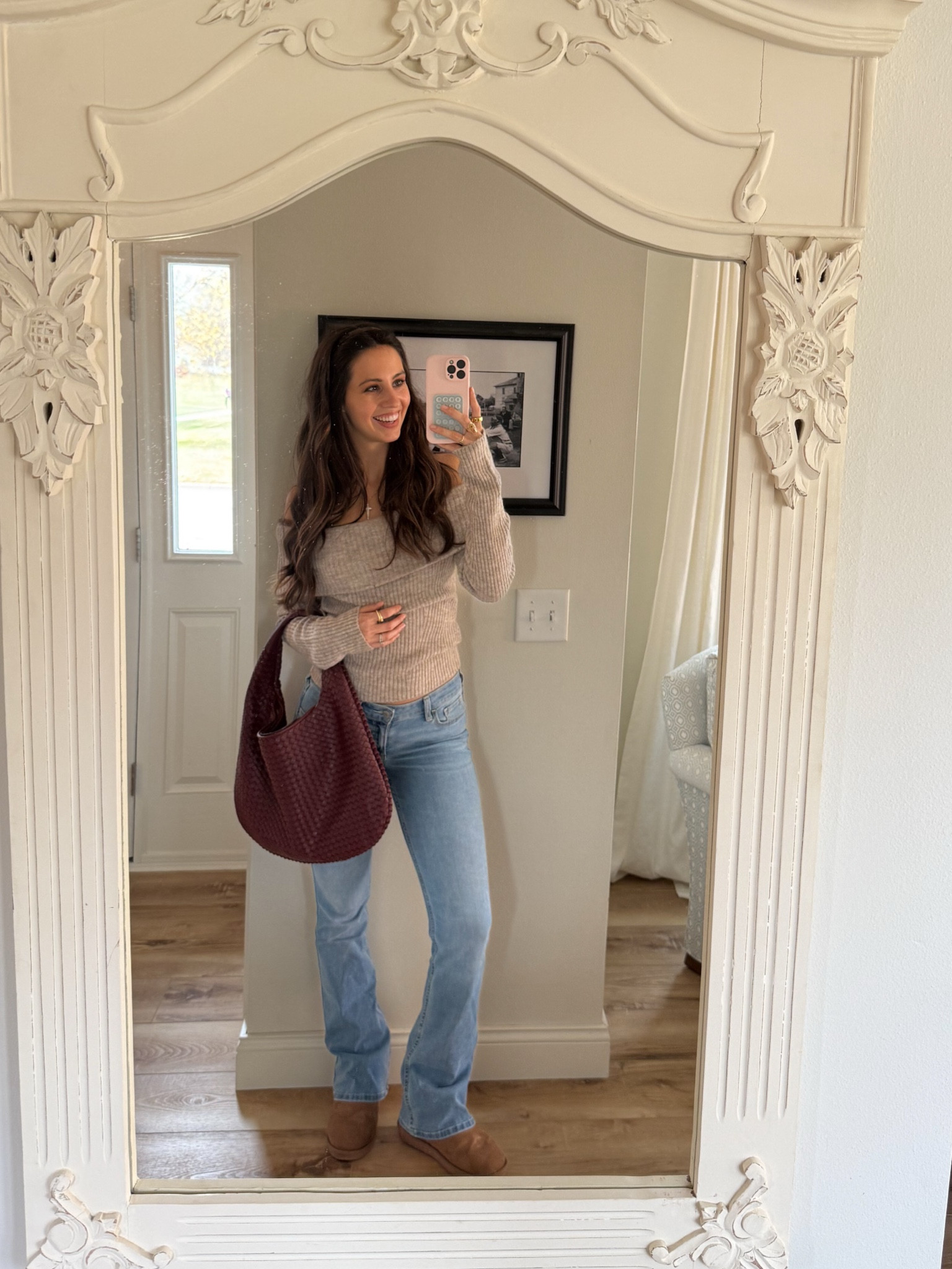 fall outfit, fall fashion, hollister jeans, low rise jeans, H&M sweater, off the shoulder sweater, Ugg dupes, amazon Ugg dupes

#LTKSeasonal #LTKFindsUnder100 #LTKStyleTip