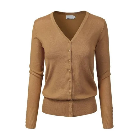 Made by Olivia Women's Classic Button Down Long Sleeve V-Neck Soft Knit Sweater Cardigan | Walmart (US)