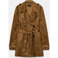 Zara - Belted Suede Effect Trench Coat - Brown - S - Woman | Zara US
