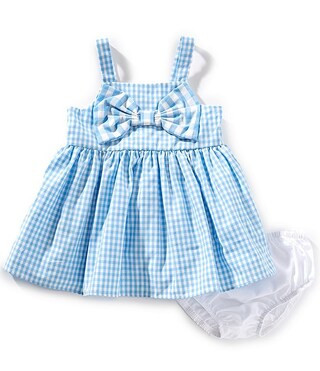Baby Girls 3-24 Months Sleeveless Gingham-Printed Bow-Accented Fit-And-Flare Dress | Dillard's