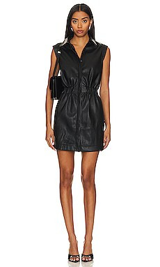 Karina Grimaldi Oliver Leather Mini Dress in Black from Revolve.com | Revolve Clothing (Global)