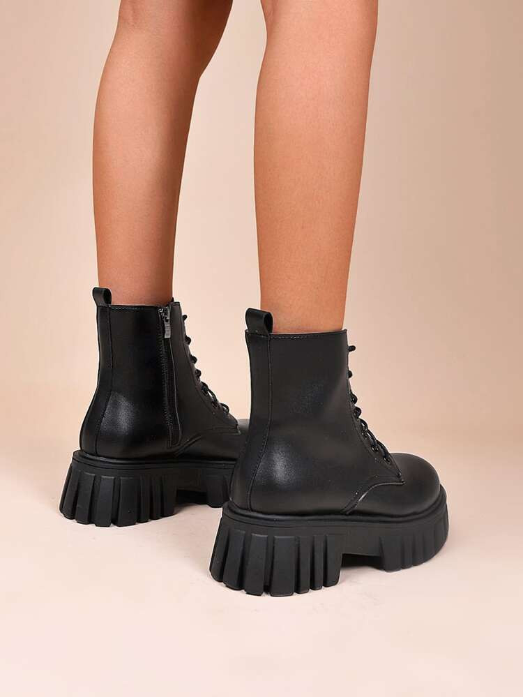 Lace Up Front Platform Combat Boots | SHEIN