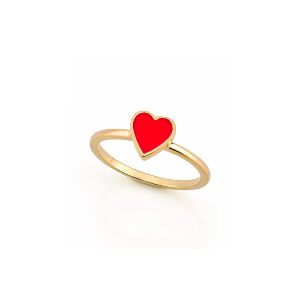 LOVE COUNT ® ENAMEL STACKABLE HEART RING- RED | Sarah Chloe