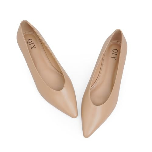 QIY Ballet Flats for Women Pointed Toe Nude Flats for Women Comfortable Ballet Flats Shoes Dressy Womens Flats Slip on Ballerina Flats Size 11 | Amazon (US)