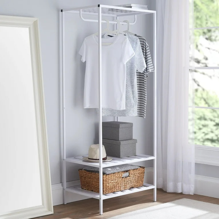 Mainstays Modern Farmhouse Slim Garment Rack White 26.77x20x67.71inH | Walmart (US)
