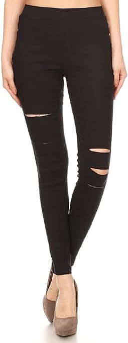 Jvini Women's Pull-On Ripped Distressed Stretch Legging Pants Denim Jean Reg-Plus Size | Amazon (US)