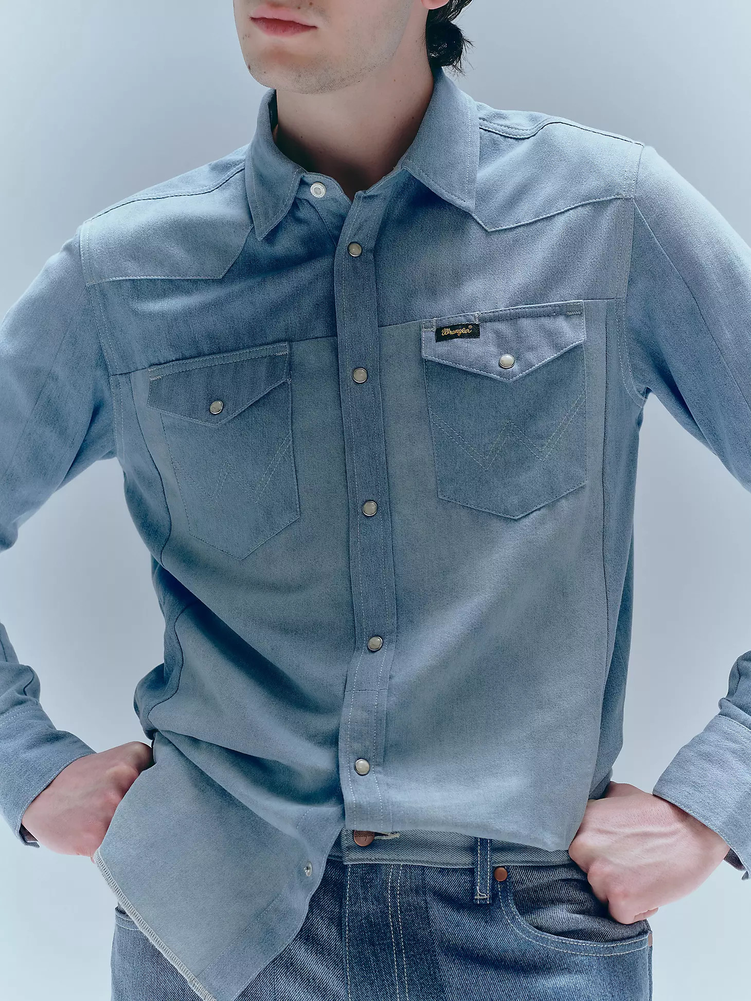 Wrangler x Beyond Retro Heritage Shirt in Light Wash | Wrangler