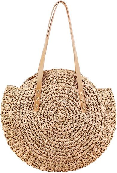 CHIC DIARY Women Straw Shoulder Bag Summer Beach Large Tote Bag Handmade Woven Handbag | Amazon (US)