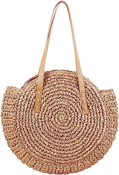 CHIC DIARY Women Straw Shoulder Bag Summer Beach Large Tote Bag Handmade Woven Handbag | Amazon (US)