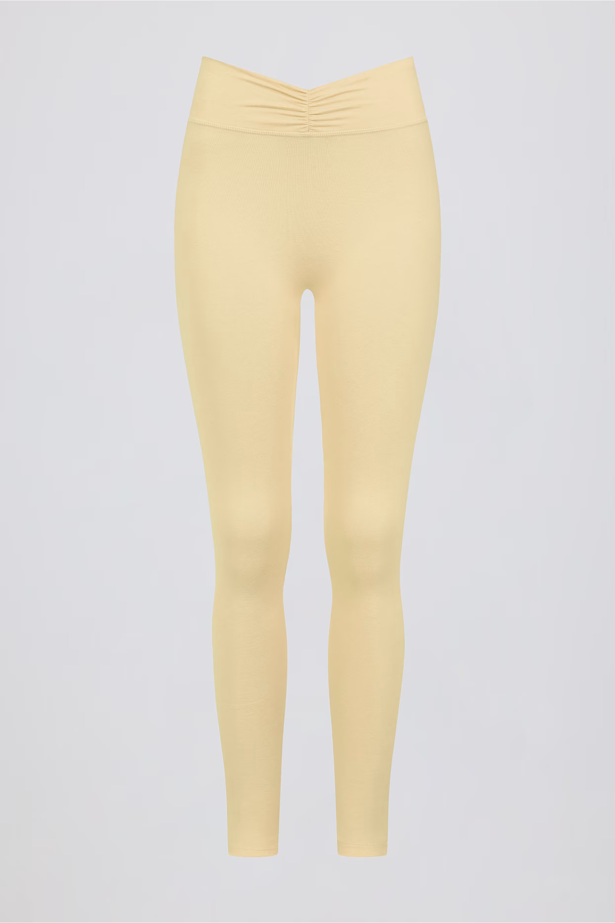 Ruched Mid-Rise Leggings in Lemon Marl | Oh Polly