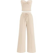 BTFBM Two Piece Sets For Women Summer Ribbed Strapless Twist Knot Tube Top Pants Set Casual 2026 ... | Amazon (US)