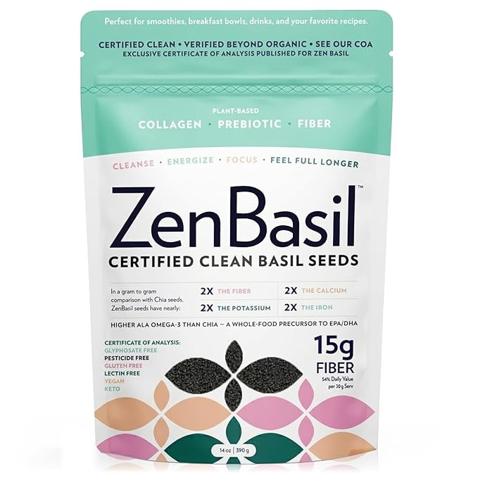 Zen Basil Seeds | edible basil seeds, kosher, non-gmo, lectin free, gluten free, plant based, ket... | Amazon (US)