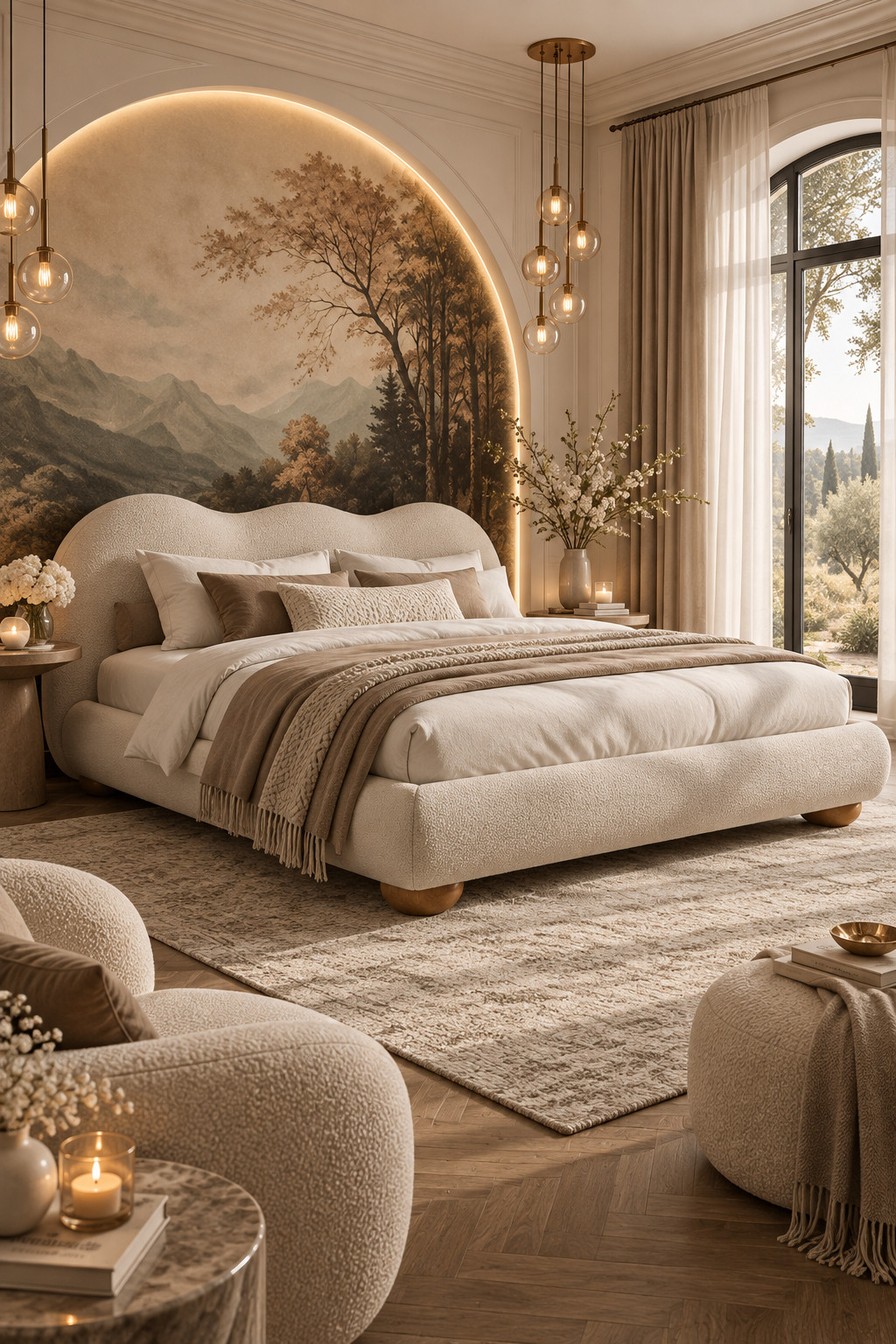 This is basically my dream neutral bed. The creamy bouclé texture, rounded shape, and soft curves make the entire room feel calm, cozy, and expensive without trying too hard. I’d layer it with ivory, oatmeal, and taupe bedding, then add warm wood and soft lighting to keep everything really warm and inviting. Such a pretty option if you love that organic modern/Pinterest-bedroom look. #Wayfair #BoucleBed #NeutralBedroom #DreamBedroom #CozyLuxury #OrganicModern #BedroomDecor 

 #LTKSeasonal #LTKHome #LTKSaleAlert