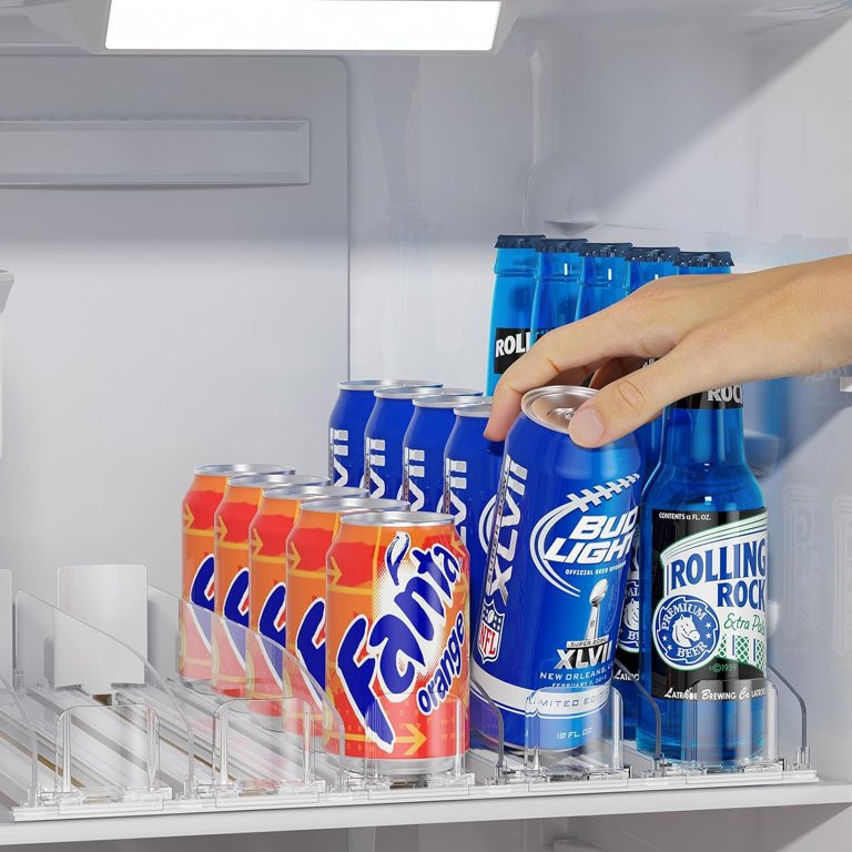 Can Drink Holder, LAMU Soda Drink Dispenser for Refrigerator with Automatic Pusher Glide, Width A... | Walmart (US)
