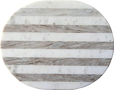 Creative Co-Op Oval Grey & White Striped Marble Cheese/Cutting Board, Grey | Amazon (US)