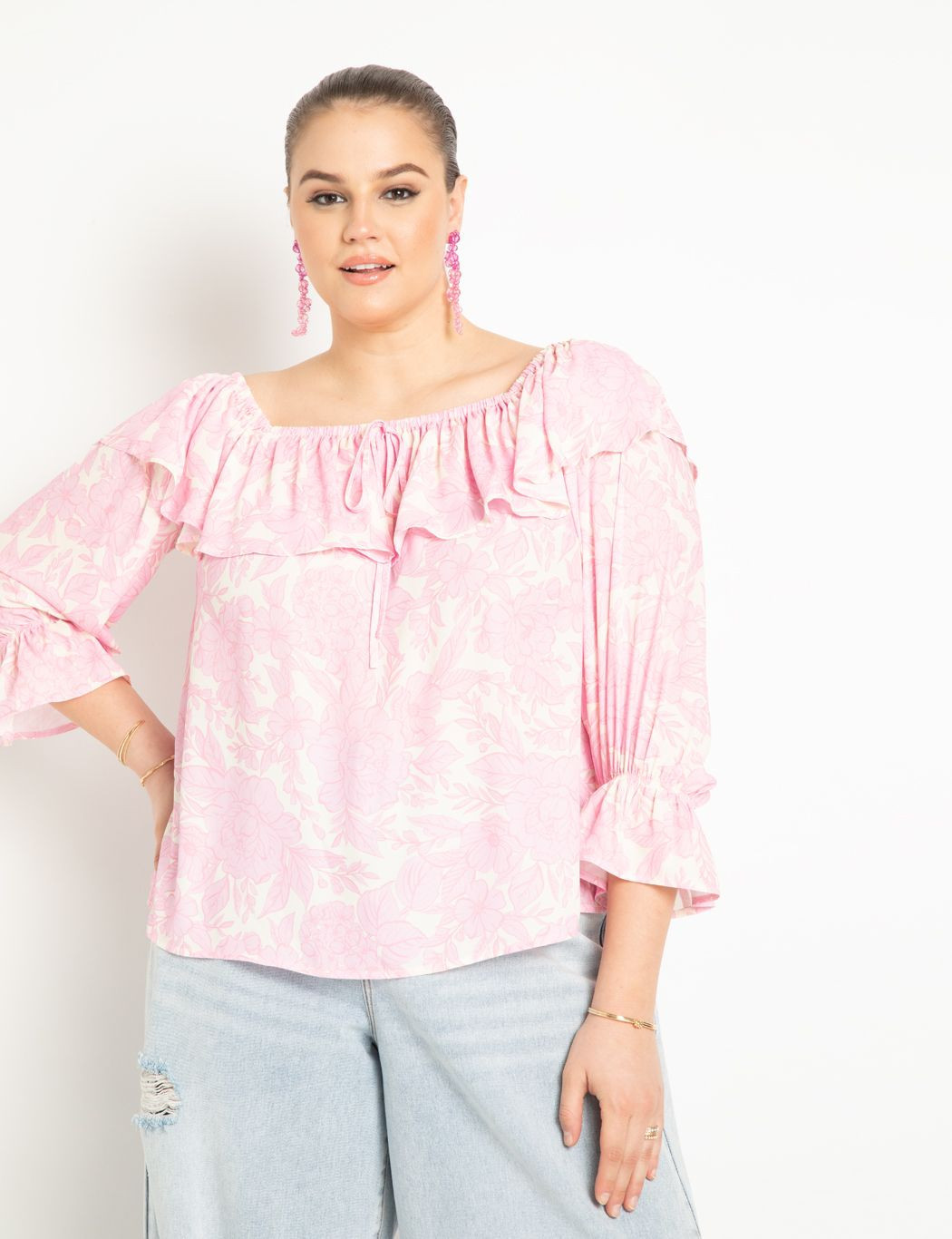 Off The Shoulder Flounce Top | Eloquii
