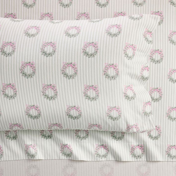 Georgia Wreath Flannel Sheet Set | Pottery Barn Teen