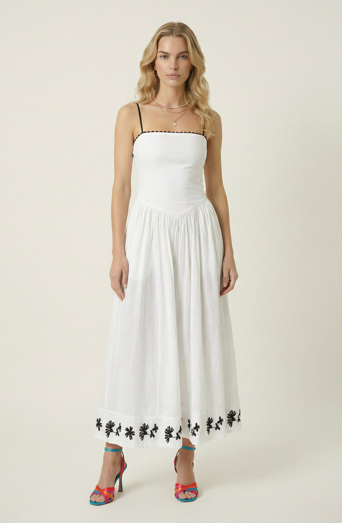 Strapless Embroidered A-Line Corset Dress | Nordstrom