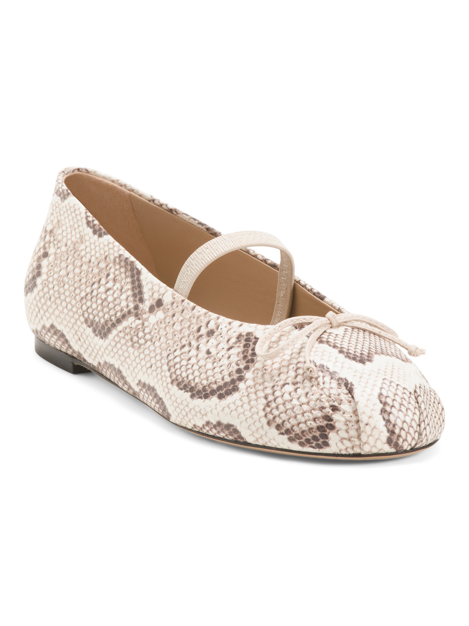 Made In Spain Leather Prima Bow Ballet Mary Jane Flats | TJ Maxx
