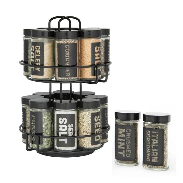 Kamenstein 16 Jar Black Spice Rack Spices Included - Walmart.com | Walmart (US)