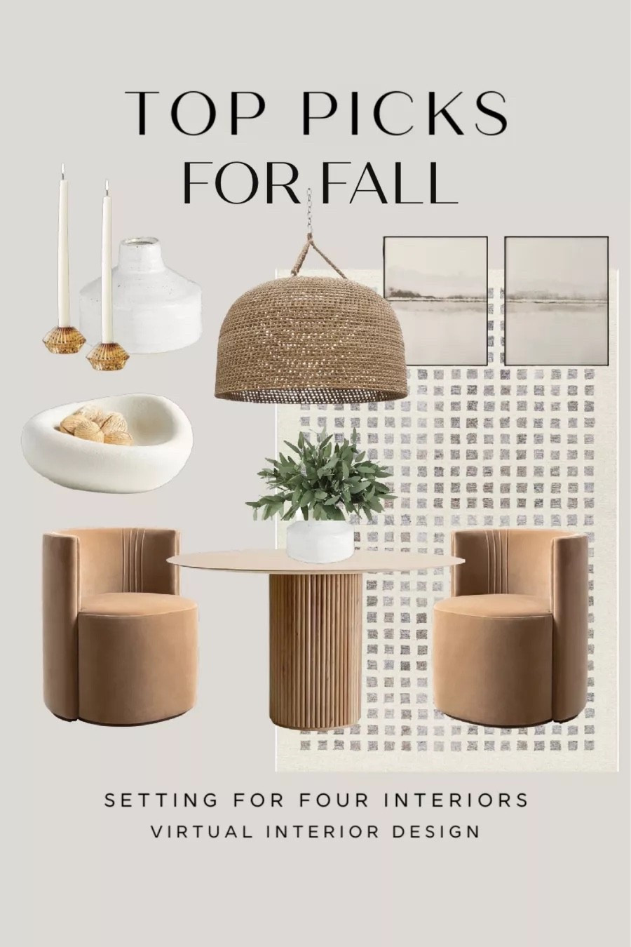 Designer picks for fall.

Dining table, dining chairs, fall decor, autumn decor, woven pendant light, McGee, Target, Amazon home, Amazon finds, Amazon must haves, Loloi rug, wall art, vintage, organic modern, minimalist, transitional classic, minimalist, mood board #LTKFindsUnder50 #LTKStyleTip

#LTKSeasonal #LTKSaleAlert #LTKHome