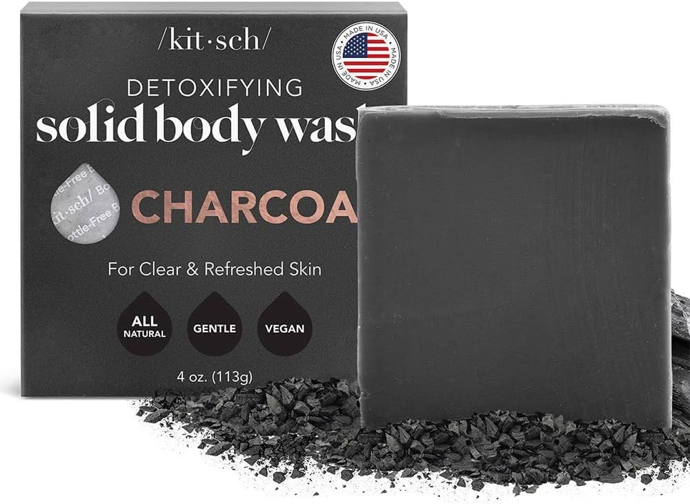 Kitsch Charcoal Soap Bar - Black Soap Bar for Detoxifying Skin | Charcoal Bar Soap for Men | Acti... | Amazon (US)