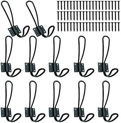 Rustic Entryway Hooks-12 Pack Farmhouse Hooks with Metal Screws Included,Black Decorative Wall Mo... | Amazon (US)
