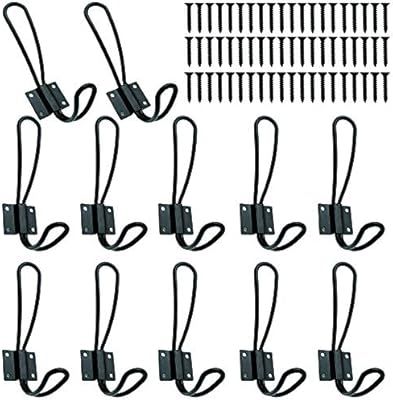 Rustic Entryway Hooks-12 Pack Farmhouse Hooks with Metal Screws Included,Black Decorative Wall Mo... | Amazon (US)