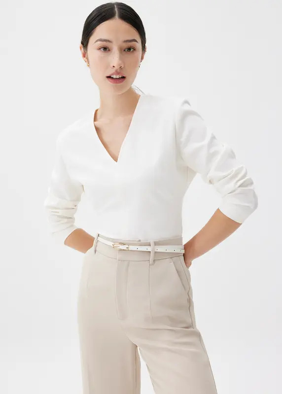 Moon Shoulder Padded V-neck Top | Love, Bonito USA