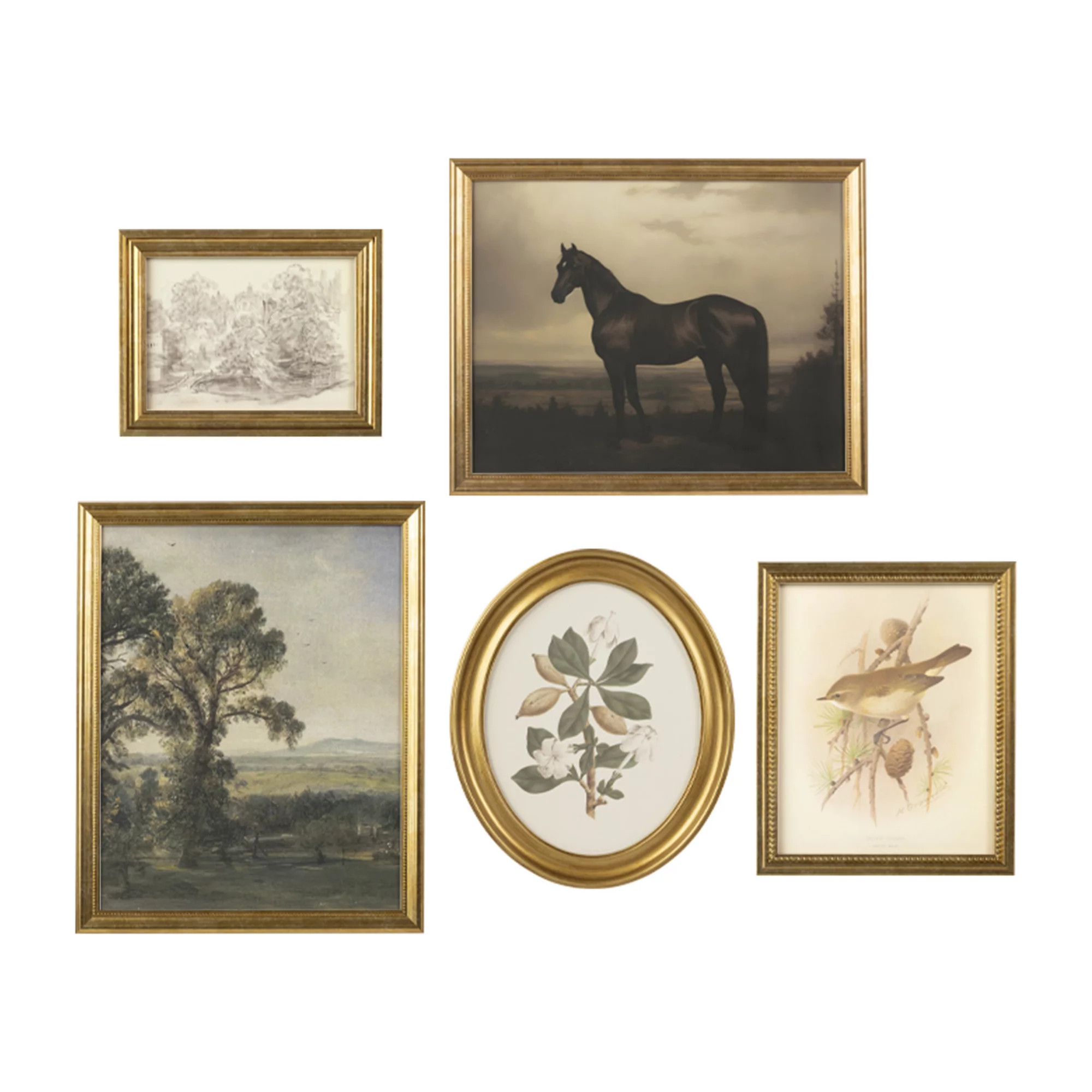 Belle Maison 5-Piece Mixed Framed Art Set, Gold | Kohl's