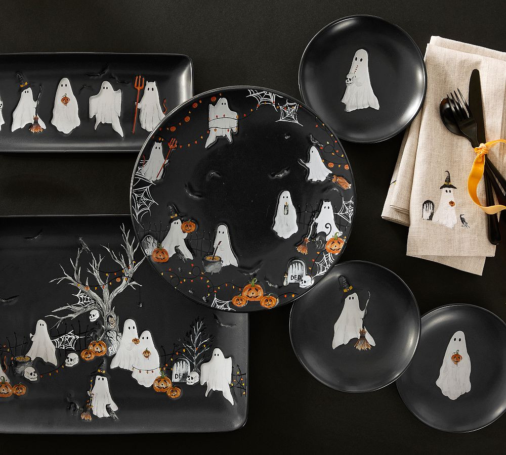 Scary Squad Stoneware Appetizer Plates - Mixed Set of 4 | Pottery Barn (US)