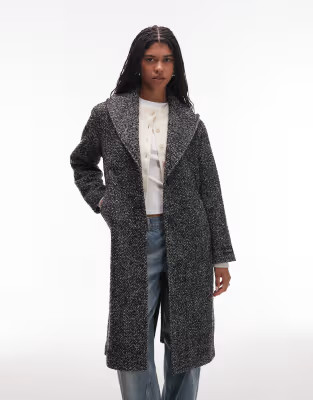 Levi's Tessa herringbone long wool coat in black | ASOS | ASOS (Global)