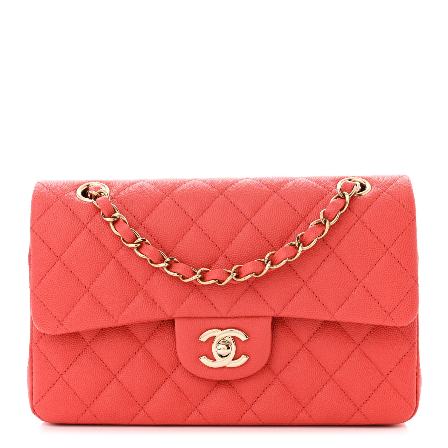 Caviar Quilted Small Double Flap Red | FASHIONPHILE (US)