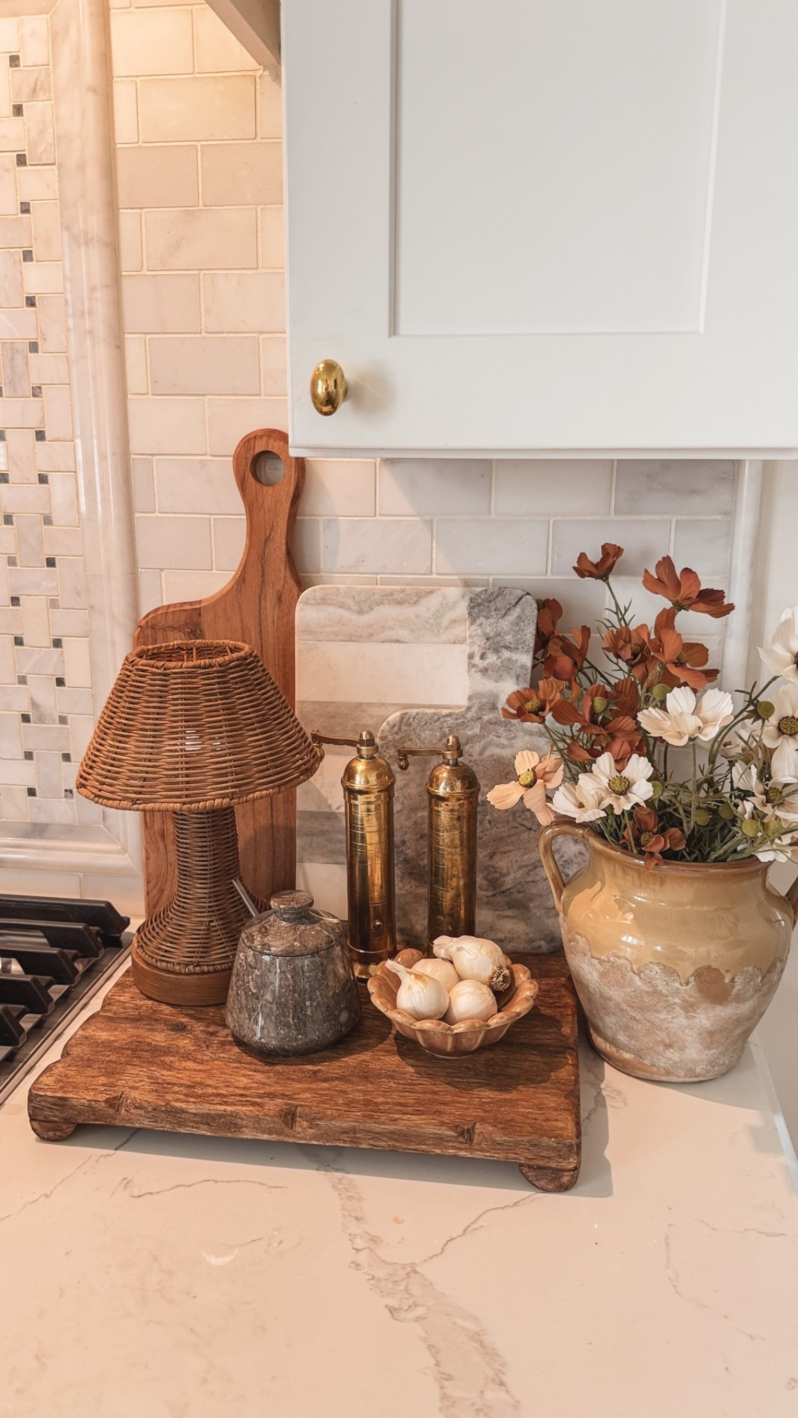 Kitchen counter styling, fall kitchen countertops, fall kitchen decor