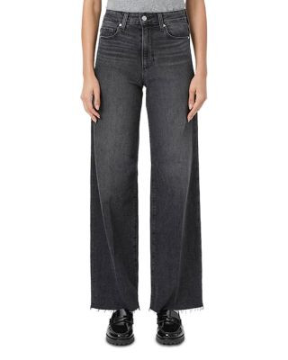 Paige Anessa High Rise Wide Leg Jeans in Viper Black Distressed | Bloomingdale's (US)