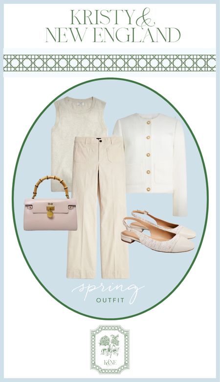 High low mix for spring. Love these wide leg white pants, white lady jacket, tweed slingbacks, sweater shell, and gorgeous blush leather and bamboo bag

#LTKover40 #LTKfindsunder100 #LTKsalealert