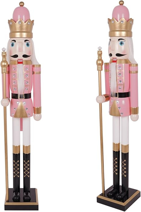 4ft Nutcracker Christmas Decor Large Pink Wooden King Nutcracker Figure Ornaments for Outdoor Dec... | Amazon (US)