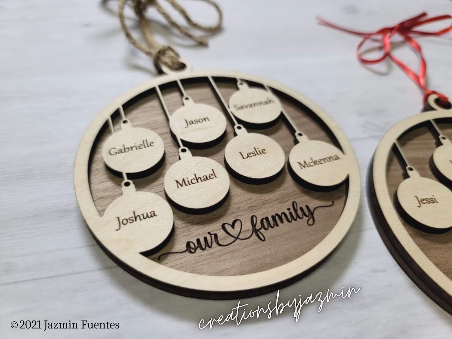 Read the full title
    Personalized Family Christmas Ornaments, 2021 Wood Xmas Ornament With Fam... | Etsy (US)