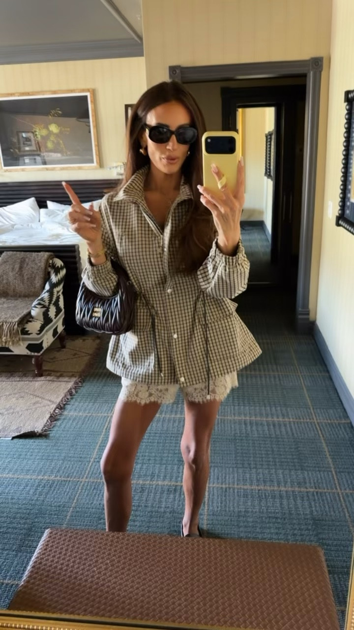 Brunch outfit, plaid jacket, lace trim shorts, loafers

#LTKootd #LTKgrwm #LTKTravel